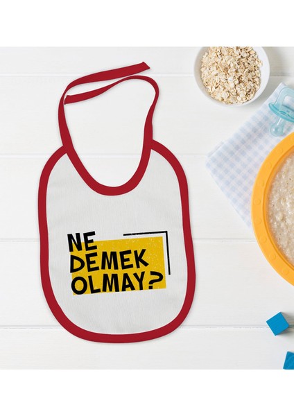 Kids Ne Demek Olmay Tasarımlı Kırmızı Bebek Mama Önlüğü-1
