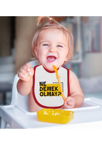 Kids Ne Demek Olmay Tasarımlı Kırmızı Bebek Mama Önlüğü-1 fiyatları