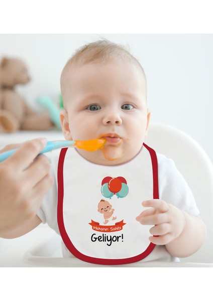 Kids Mekanın Sahibi Geliyor Tasarımlı Kırmızı Bebek Mama Önlüğü-1 fiyatları