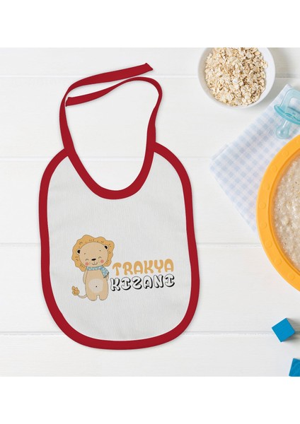 Kids Trakya Kızanı Tasarımlı Kırmızı Bebek Mama Önlüğü-2