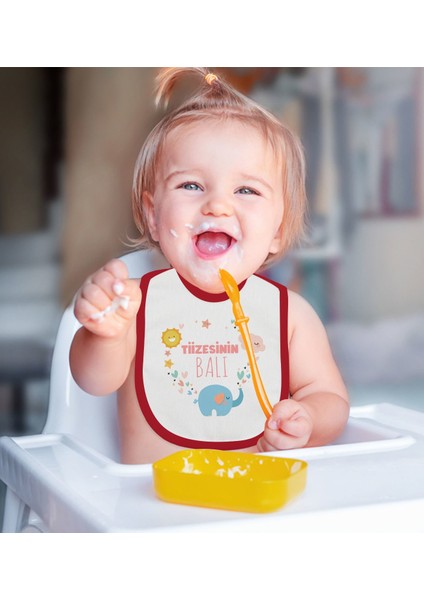 Kids Tiizesinin Balı Tasarımlı Kırmızı Bebek Mama Önlüğü-1 fiyatları