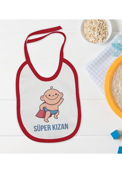 Kids Süper Kızan Tasarımlı Kırmızı Bebek Mama Önlüğü-1