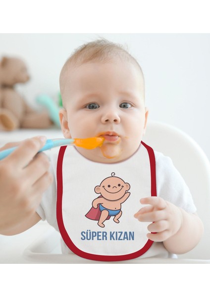 Kids Süper Kızan Tasarımlı Kırmızı Bebek Mama Önlüğü-1 fiyatları
