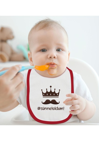 Kids Sünnet Oldum Tasarımlı Kırmızı Bebek Mama Önlüğü-1 fiyatları