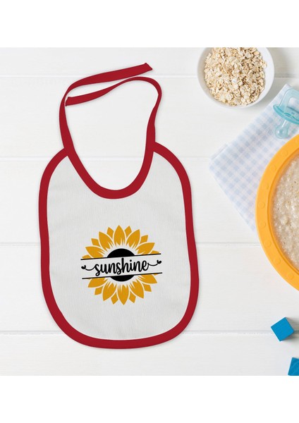 Kids Sunshine Tasarımlı Kırmızı Bebek Mama Önlüğü-1
