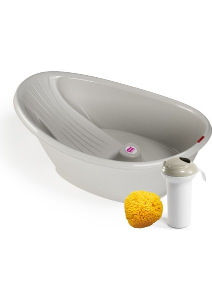 OkBaby Bella Çift Yönlü Banyo Küveti 0-12 ay Splash Bebek Duşu Doğal Banyo Süngeri No.10 / Gri