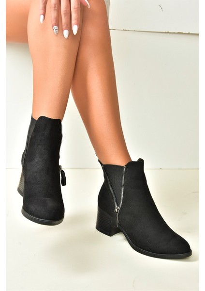 Siyah Süet Alçak Topuklu Günlük Kadın Bot N518900902 modelleri