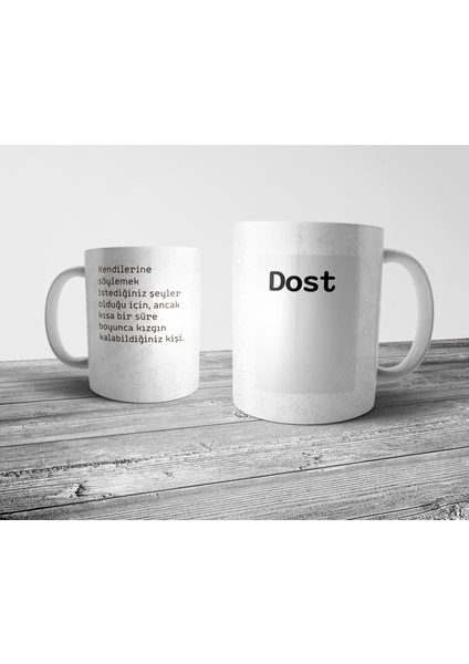 "dost" Tanımı Komik - Gri Kupa Bardak