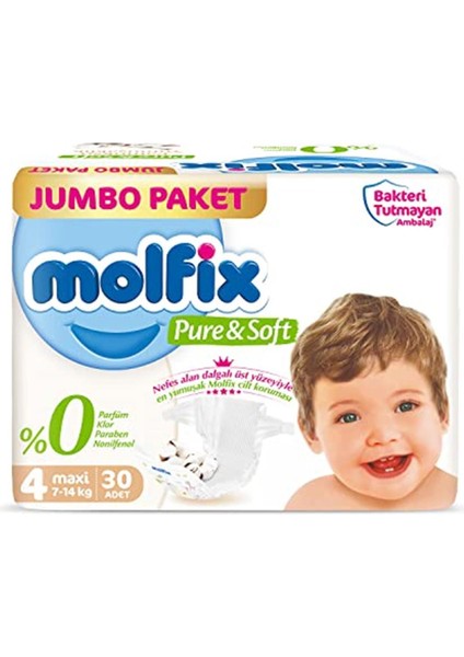 Molfix Bebek Bezi Pure&soft Maxi 4 Beden Jumbo 30 Adet
