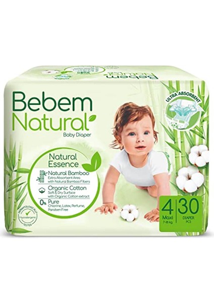 Bebem Natural Bebek Bezi Maxi 4 Beden Jumbo 30 Adet
