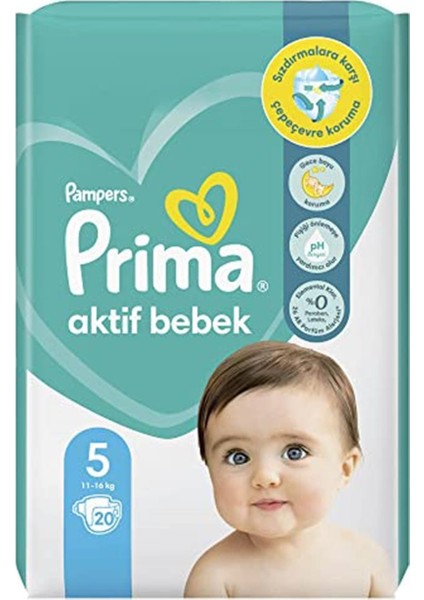 Prima Bebek Bezi Aktif Bebek 5 Beden 20 Adet