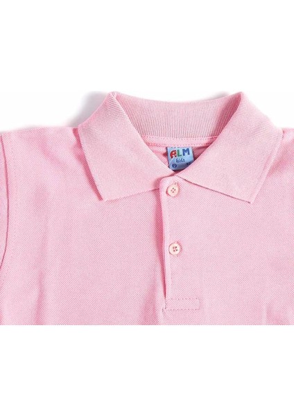 Pembe Kısa Kol Düz Yakalı 6-16 Yaş Çocuk Okul Lakos Tişört T-Shirt - 80238-PEMBE fiyatları