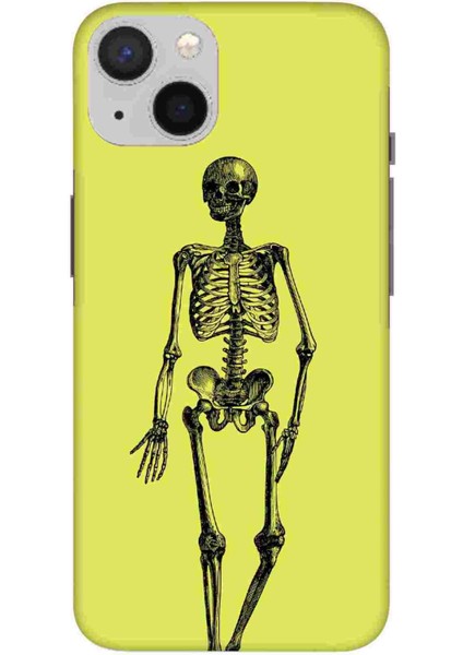 Apple iPhone 14 Max Kılıf Iskelet Sarı Desenli Hd Baskılıf Silikon Kılıf - Iskeletsari