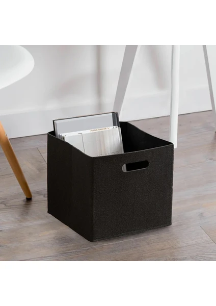 Keçe Sepet  Organizer Dolap Içi Düzenleyici 24X24 cm Tekli Siyah