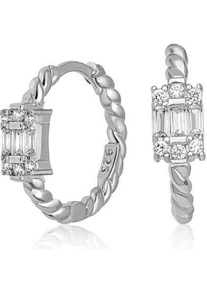 Gümüş Baget Taşlı Kadın Küpe