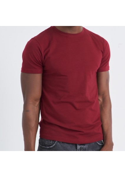 Erkek Bisiklet Yaka Düz T-Shirt