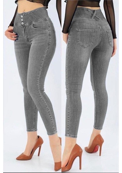 Dar Paça ve Dar Kalıp Yüksek Bel Likralı Jean Pantolon 90 cm
