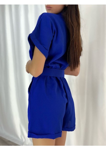 Kadın Dokuma Krep Kumaş Kemerli Şort Tulum (Renk Seçenekli) fiyatları