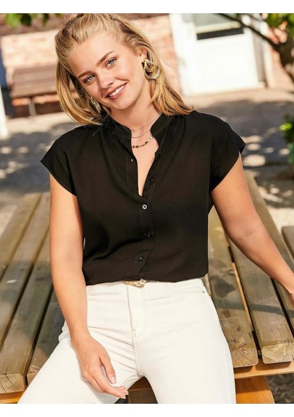 Dokuma Viskon Kumaş Gömlek(Siyah)