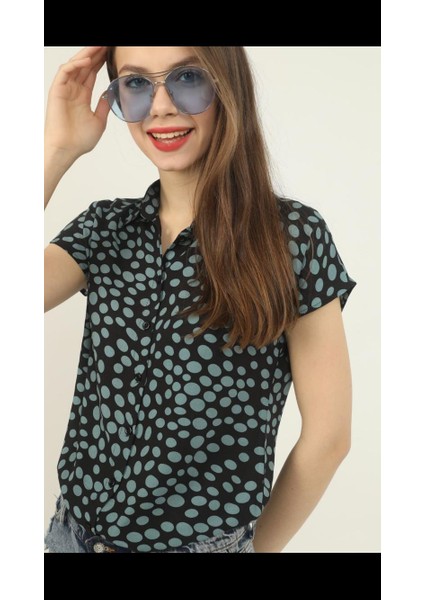 Dolgu Desenli Yarasa Gömlek
