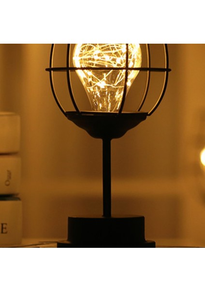 Sanat LED Masa Lambası Okuma Lambası Gece Lambası Yatak Odası Başucu Lamba Masası Aydınlatma Oturma Odası Retro Klasik Demir Ev Dekorasyon (Şarap Cam) (Yurt Dışından)