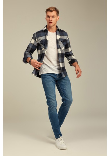 Mavi Erkek Slim Fit Düğmeli Yaka Çift Cepli Oduncu Ekose Gömlek fiyatları