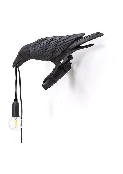 Seletti Kuş Duvar Lambası Italyan Modern Reçine Beyaz Siyah Işık Yatak Odası Bedsideving Oda Dekorasyon Için LED Işık Fikstür (Duvar Siyah Sağ) (Yurt Dışından)