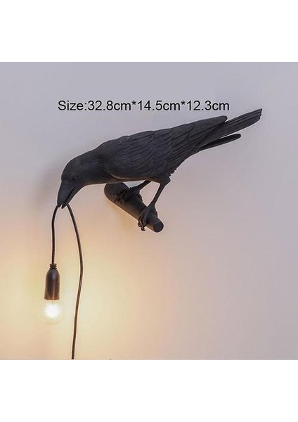 Seletti Kuş Duvar Lambası Italyan Modern Reçine Beyaz Siyah Işık Yatak Odası Bedsideving Oda Dekorasyon Için LED Işık Fikstür (Duvar Siyah Sağ) (Yurt Dışından) modelleri