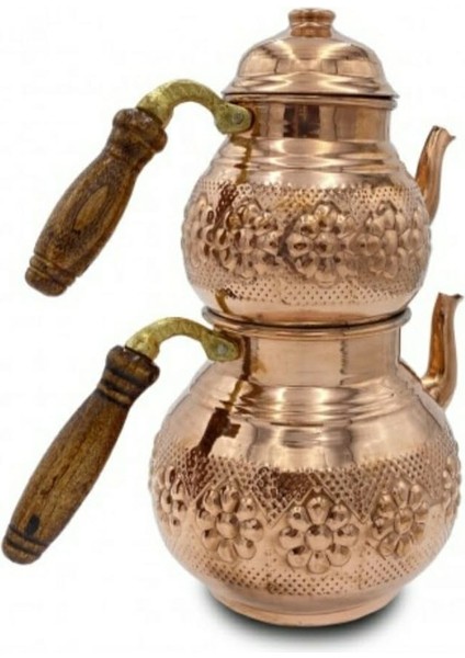 Bakır Papatya Desenli Çaydanlık Takımı , Sosluk Hediyeli fiyatları