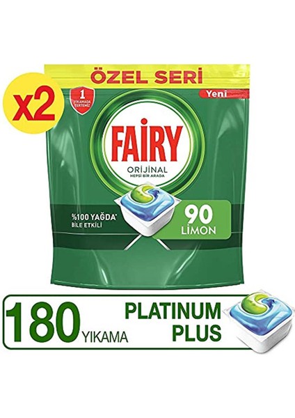 Hepsi Bir Arada 180 Yıkama Bulaşık Makinesi Deterjanı Kapsülü/tableti Limon Kokulu Öze