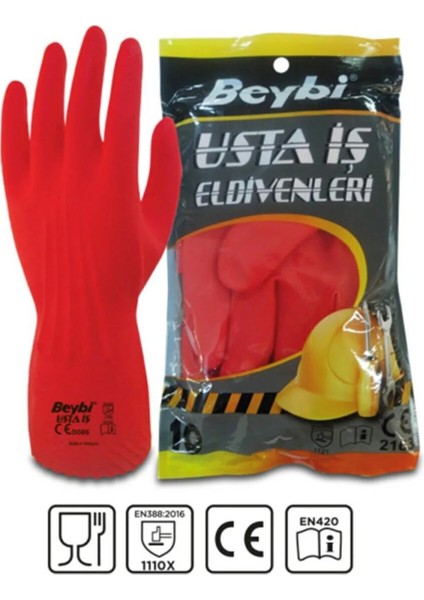 Usta Işi Eldiven 9,5 Kırmızı 25 Paket