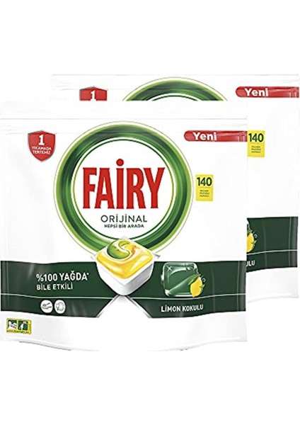 Bulaşık Makinesi Deterjanı Limon Kokulu 280 Yıkama %100 Yağda Etkili Kapsül