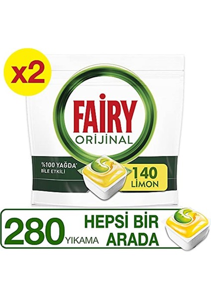 Bulaşık Makinesi Deterjanı Limon Kokulu 280 Yıkama %100 Yağda Etkili Kapsül fiyatları