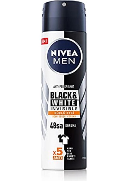 Black & White Invisible Güçlü Etki Sprey Deodorant Erkek, 150 ml