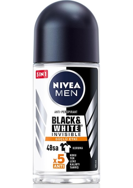 Men Black & White Invisible Güçlü Etki Erkek Deodorant Roll-On 50 ml fiyatları
