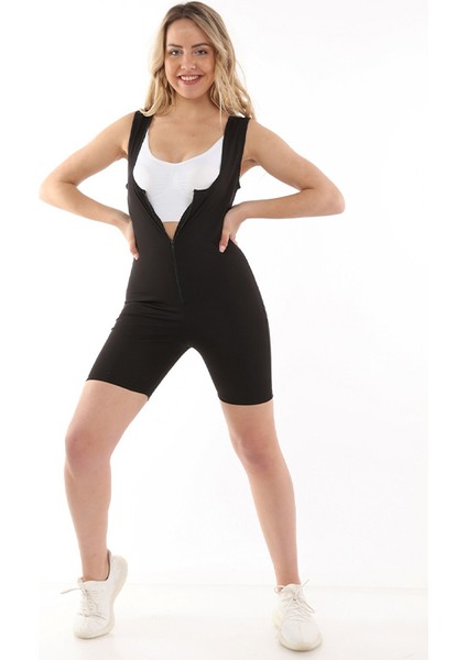 Battal Sauna Etkili Terleten Ter Attıran Sauna Şort Tulum Siyah
