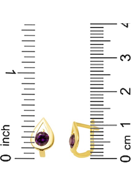 Mor Taşlı 14 Ayar Altın Çocuk Küpesi