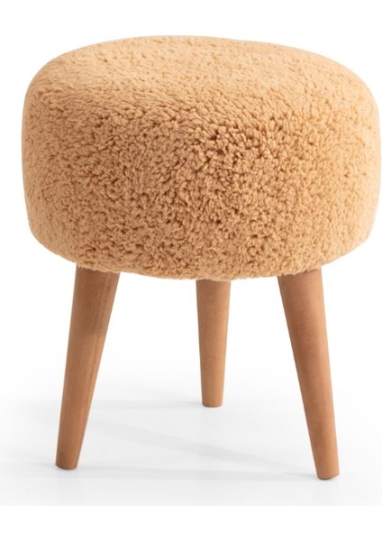 Peluş Puf Ahşap Ayak