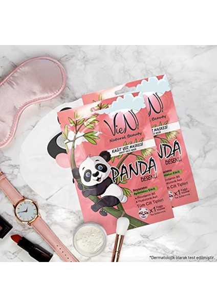 Panda Desenli Kağit Yüz Maskesi