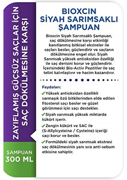 Siyah Sarımsak Şampuan 300 Ml 1 Paket