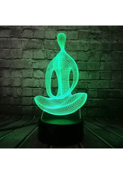 Meditasyon Yoga Catoon Şekli Gece Lambası 3D Optik Illusion Işıkları 7-Renk Akıllı Dokunmatik Düğme Kontrol Masa Lambası Dekor Odası Tatil Crea (Yurt Dışından)