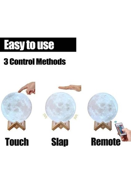 Ay Lambası Aced LED Aydınlatma 3D Baskılı 16 Renkler Ay Işık 15 cm Uzaktan ve dokunmatik Kontrol, Ayarlanabilir Parlaklık USB Şarj Edilebilir Lunar L (Yurt Dışından)