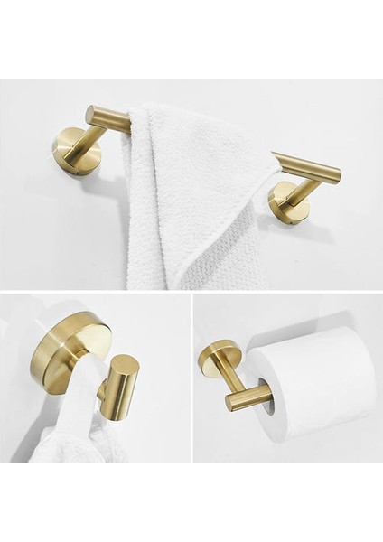 3-Piece Setbhed Altın Banyo Donanım Seti Robe Kanca Tek Havlu Bar Kağıt Tutucu Siyah Banyo Aksesuarları Paslanmaz Çelik | Banyo Donanım Setleri (Yurt Dışından)