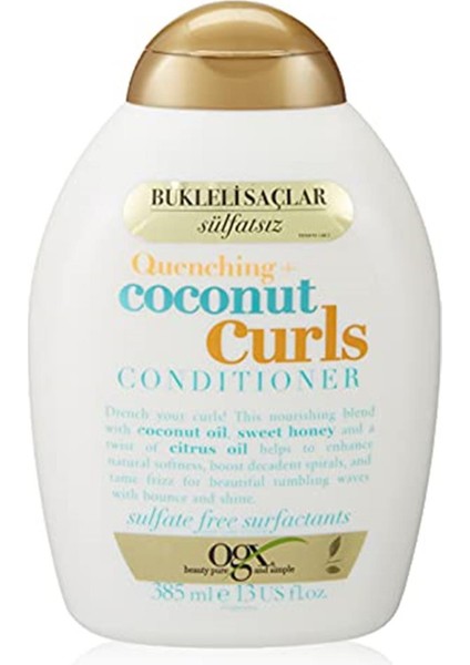Bukleli Saçlar Için Nemlendirici Coconut Curls Bakım Kremi, 385 Ml