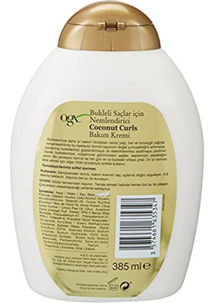 Bukleli Saçlar Için Nemlendirici Coconut Curls Bakım Kremi, 385 Ml fiyatları