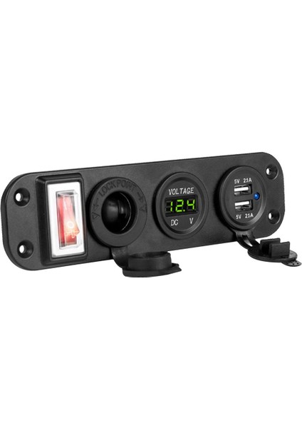 Marine USB Soket Şarj Cihazı LED Voltmetre Çakır Adaptörü Yeşil modelleri