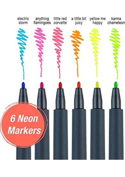 Neon Markör, 6'lı Set