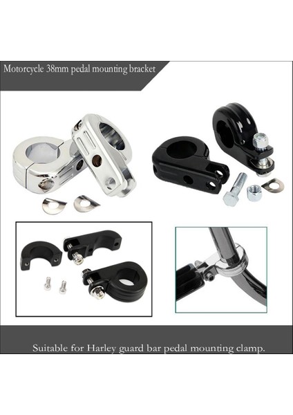 Harley Chrome Için 1-1/2 "38MM Motor Kaza Çarpı Bar Highway Peg Montaj Kelepçesi modelleri