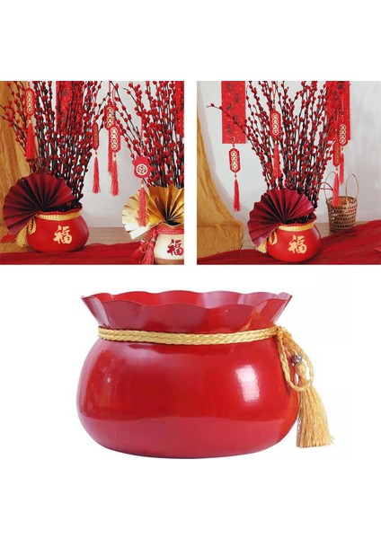 Yaratıcı Etli Bitki Pot Bonsai Blessing Bag Masaüstü Yeşil Ekleyici Vazo Kırmızı indirimleri