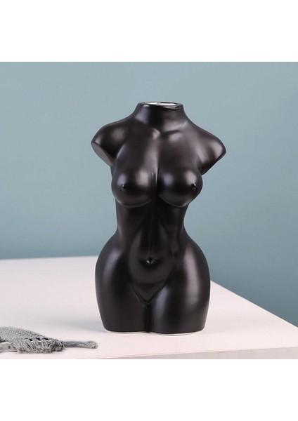 Sanat Matt Insan Vücut Vücut Vazo Çiçek Vazo Iskandinav Ev Oturma Odası Raf Dekor Heykel - Siyah modelleri